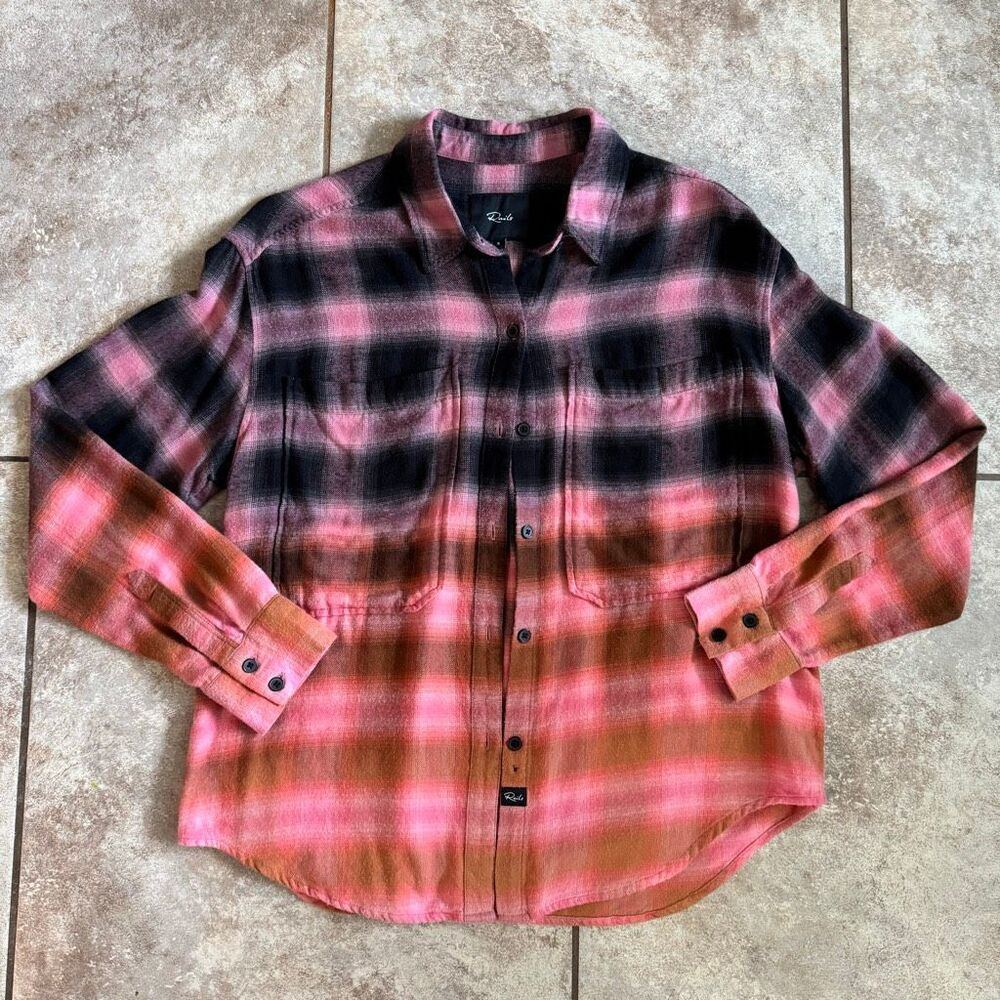 Rails Tierra Plaid Flannel Pink Orange Dip Dye S